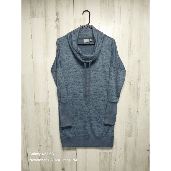 Athleta Blue Cowl Neck Dress Pockets Size Small - Picture 1 of 7